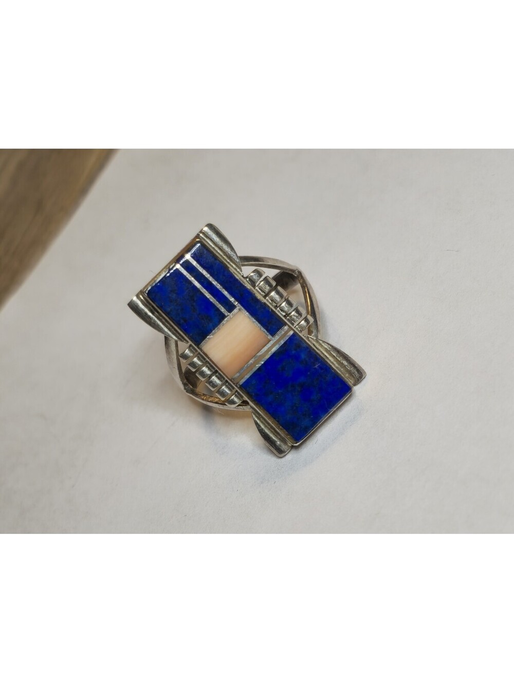 Antonio Yazzie lapis Lazuli Spiney Oyster Sterling silver Art Deco Ring 925